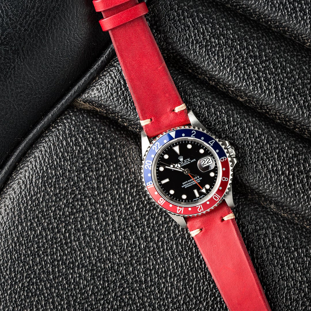 Italian Leather Watch Strap Red - 20mm