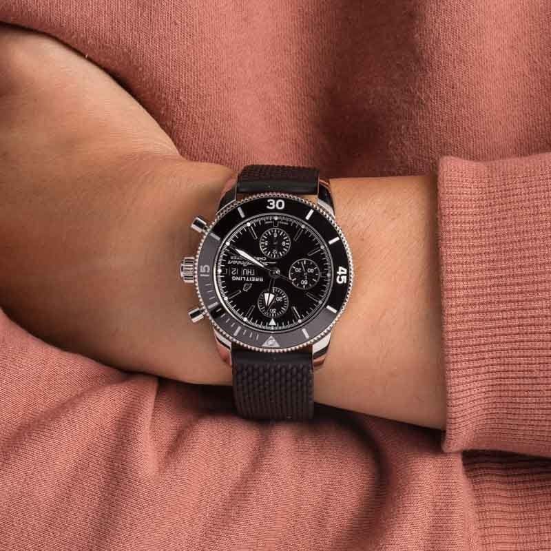 Breitling Superocean Heritage Chronograph 44 Steel on Rubber Black Dial