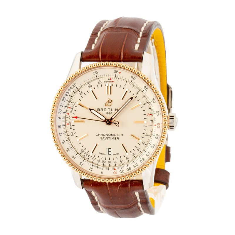 Breitling Navitimer Automatic 41 Steel on Leather Silver Index Dial