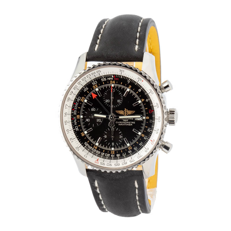 Men's Used Breitling Navitimer Chronograph GMT 46 Black Dial