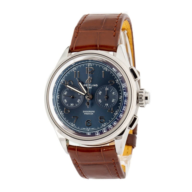 Pre-owned Breitling Premier B15 Duograph 42 Stainless Steel