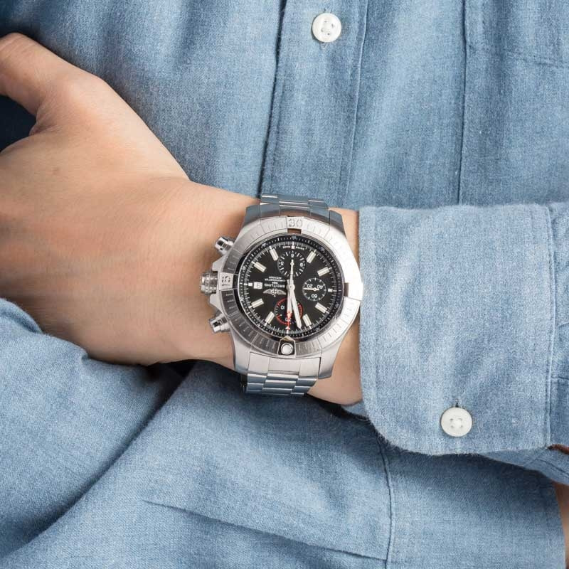 Used Breitling Super Avenger Steel 48MM Black Dial