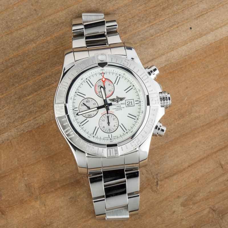 Pre-Owned Breitling Super Avenger II Stainless Steel White Dial
