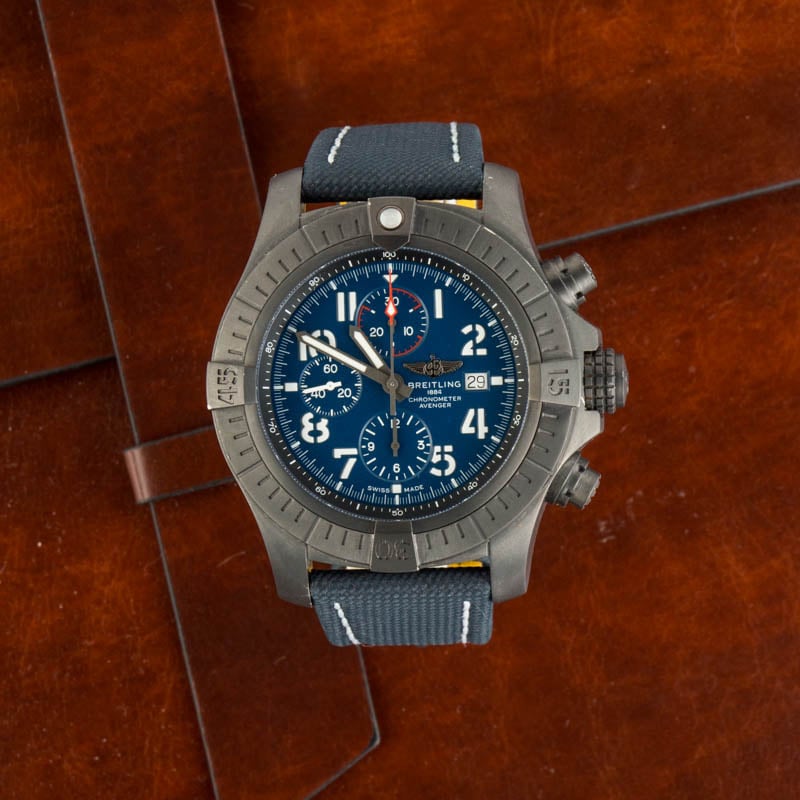 Pre-owned Breitling Super Avenger Chronograph 48 Night Mission Blue Dial