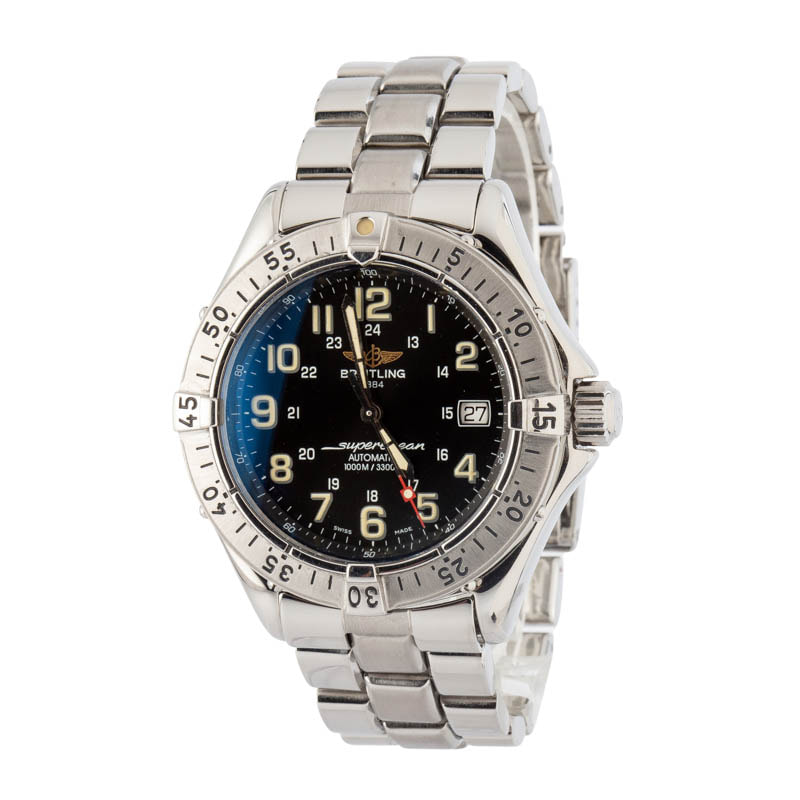 Pre-owned Breitling Superocean Ref A17040 Black Dial