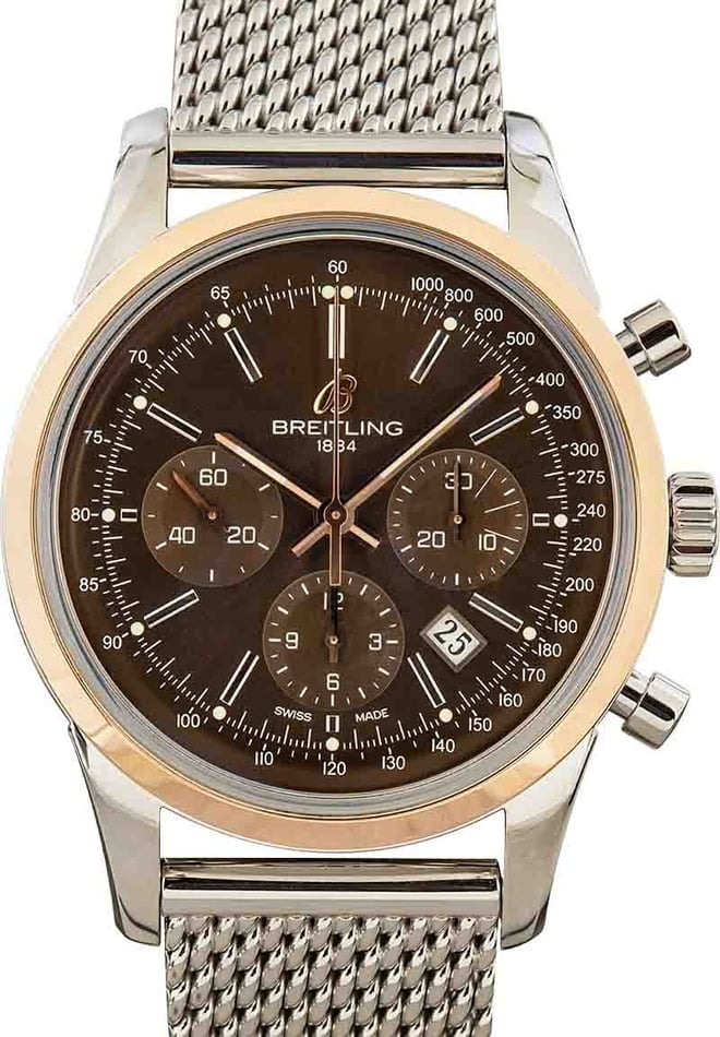 Breitling Men's UB015212-Q594 'Transocean' Automatic 18kt Gold Steel Watch
