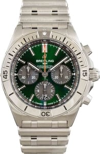 Breitling Chronomat 42MM Stainless Steel, Timing Bezel Green Index Dial, B&P (2021)