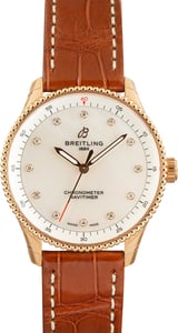Factory Stickered Breitling Steel Navitimer 32 Mother of Pearl Dial