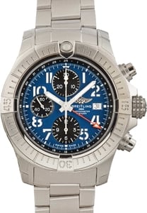 Pre-owned Breitling Avenger Chronograph GMT 45 Blue Arabic Dial