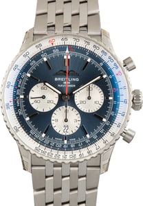 Factory Stickered Blue Dial Breitling Navitimer B01 Chronograph 46
