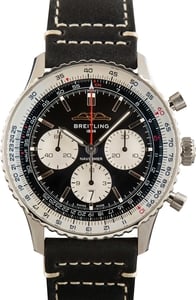 Used Black Dial Breitling Navitimer B01 Chronograph 43 Steel on Leather