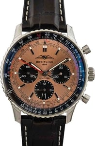 Breitling Navitimer 43MM Stainless Steel, Copper Dial Black Leather Strap, B&P (2022)