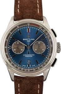 Breitling Premier B01 Blue Dial & Leather Strap