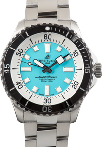 Used Stainless Steel Breitling Superocean Automatic 44 Turquoise Dial