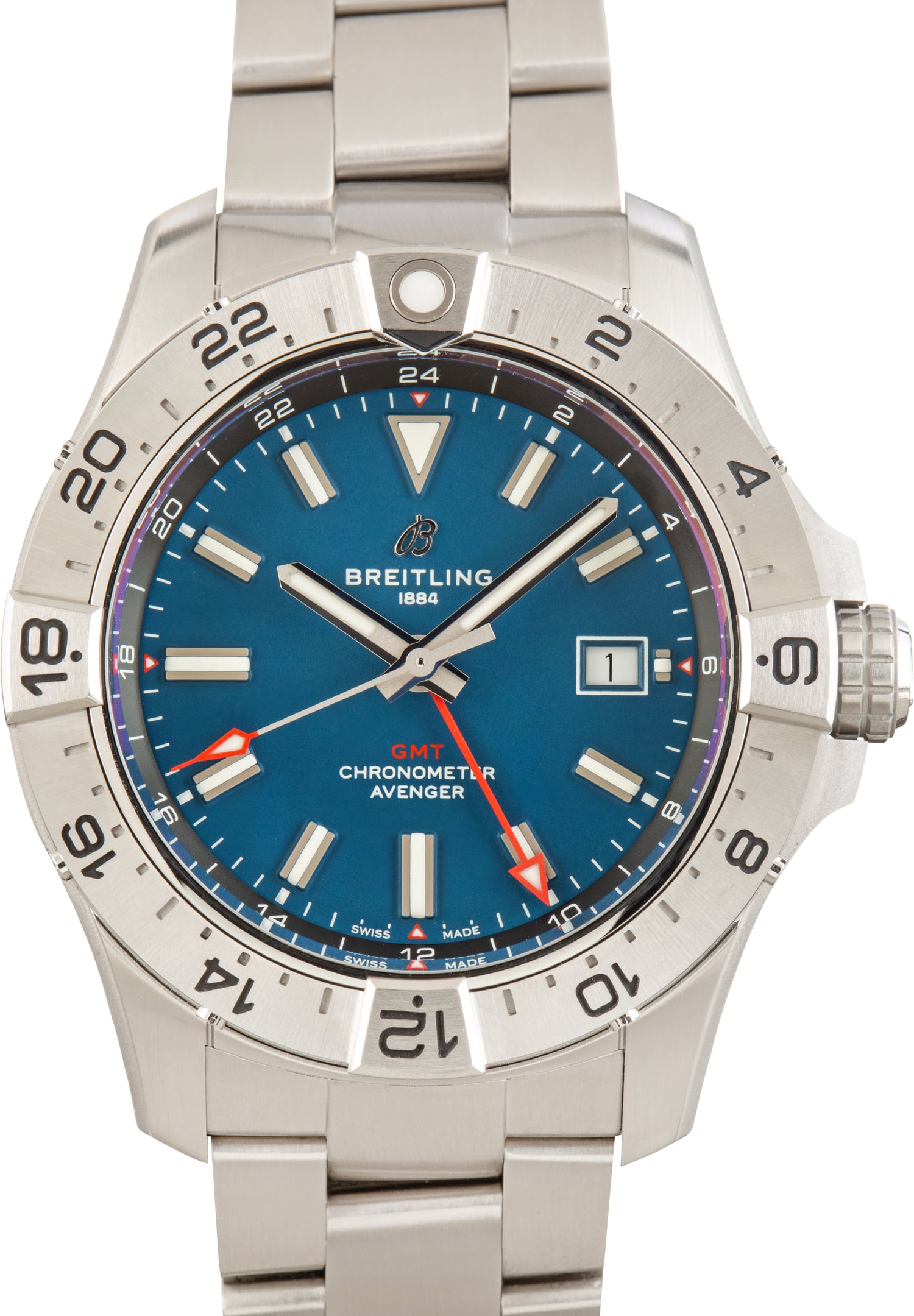 Pre-Owned Breitling Avenger Automatic GMT 44 Blue Index Dial