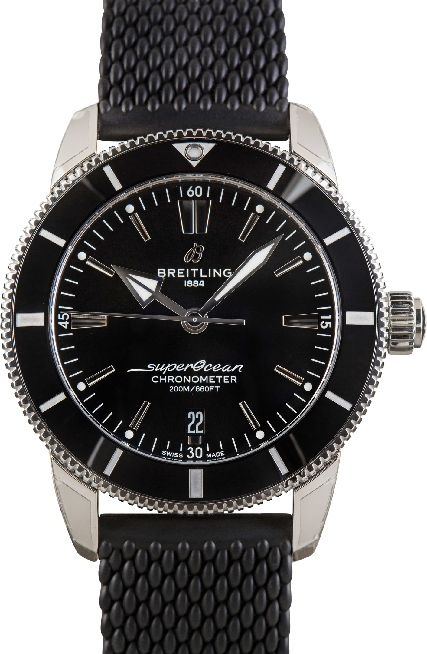 Breitling Black Dial Superocean Heritage B20 Automatic 44 Steel on Rubber