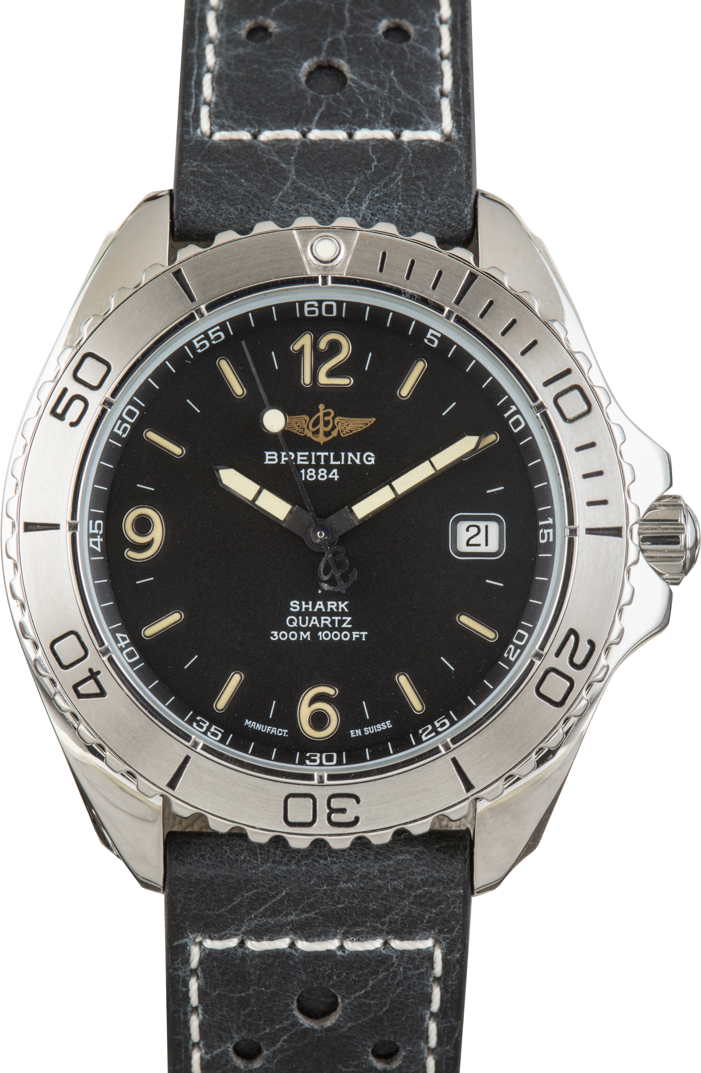 Pre-Owned Breitling Aeromarine Shark Quartz Black Dial