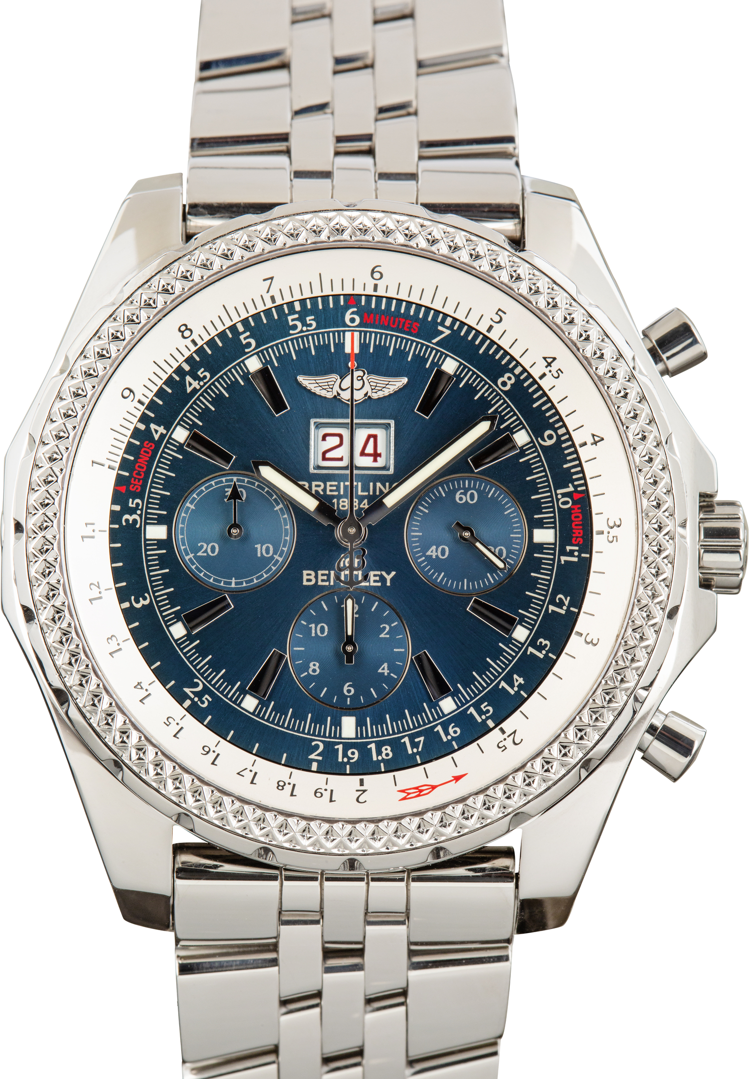 Pre-Owned Stainless Steel Breitling Bentley Blue Dial