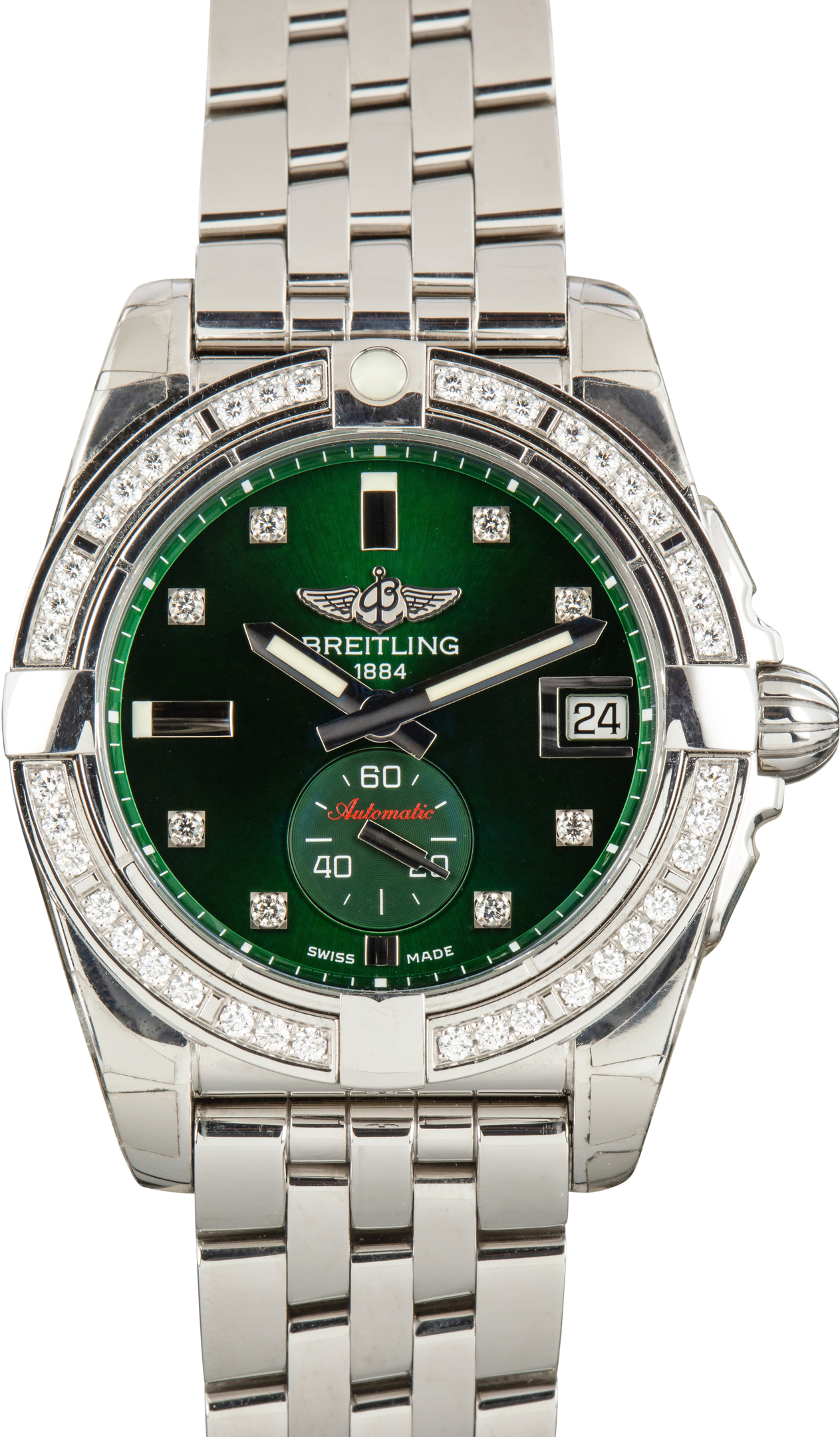 Factory Stickered Breitling Galactic 36 Green Dial
