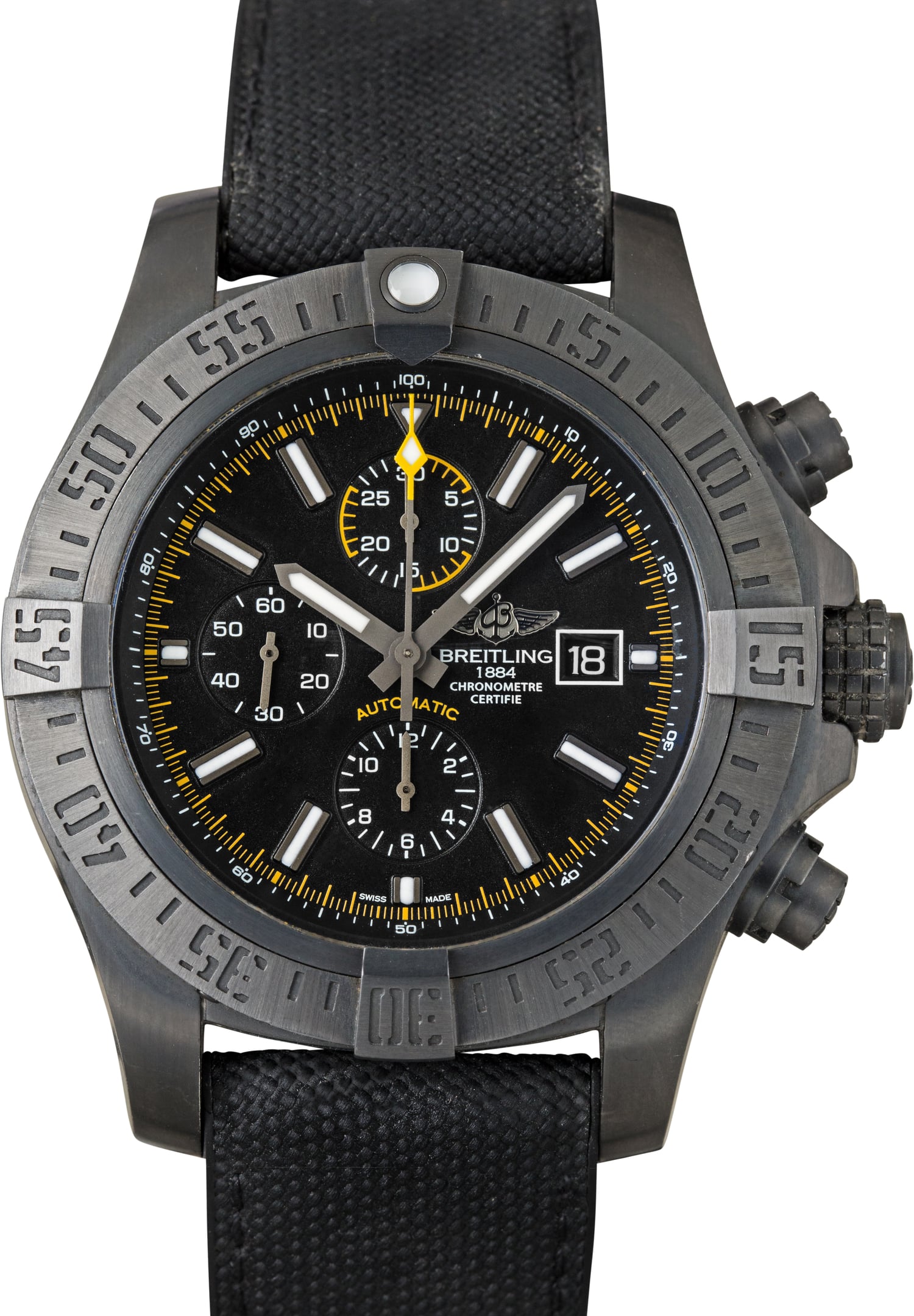 Used Breitling Super Avenger II Black Stainless Steel
