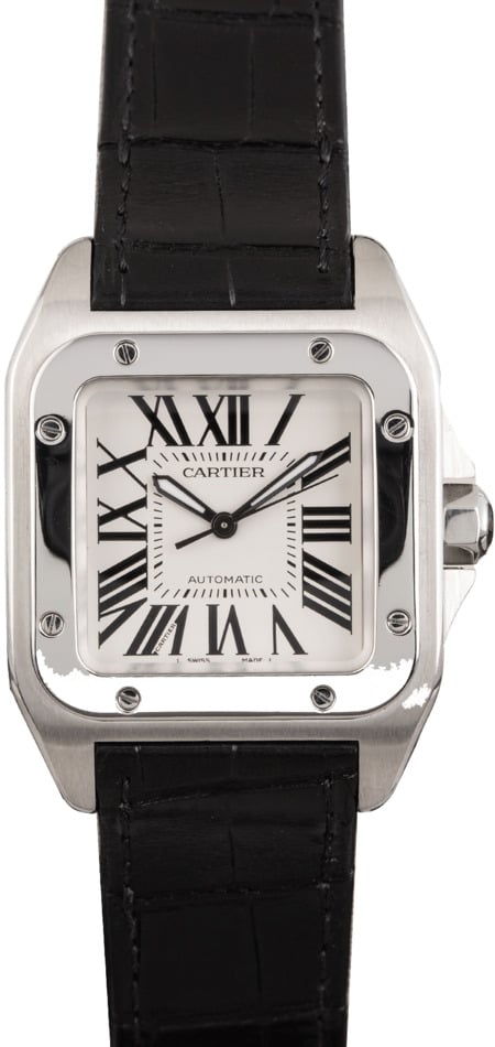 cartier santos 100 automatic stainless steel