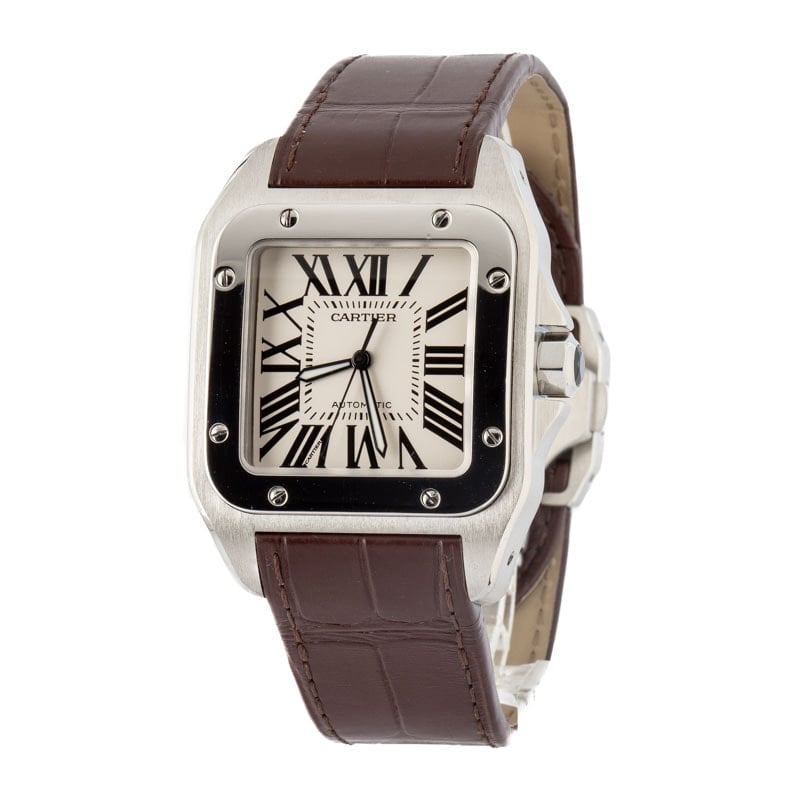 Cartier Santos 100 Steel W20073X8 Silver Dial