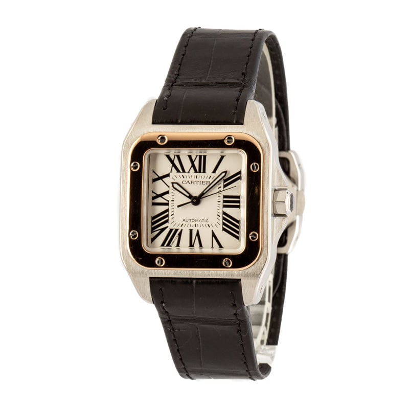 Cartier Santos 100 Stainless Steel & 18k Rose Gold