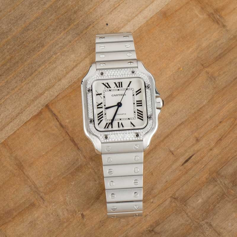 Santos De Cartier Watch W4SA0005 Diamond Bezel