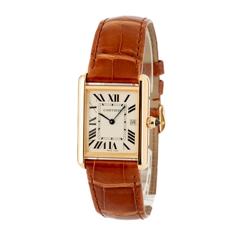 Cartier Tank Louis Small Yellow Gold Brown Strap Ladies Watch for  Rs.619,229 for sale from a Trusted Seller on Chrono24