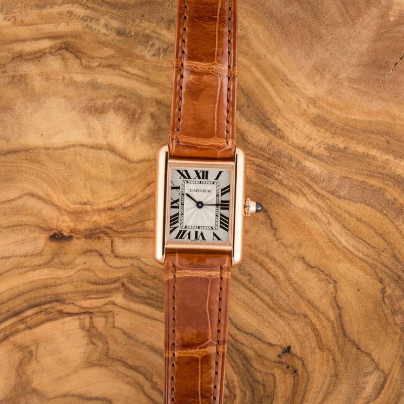 Cartier Tank Louis Rose Gold Mechanical Mens Watch WGTA0011 Box Card