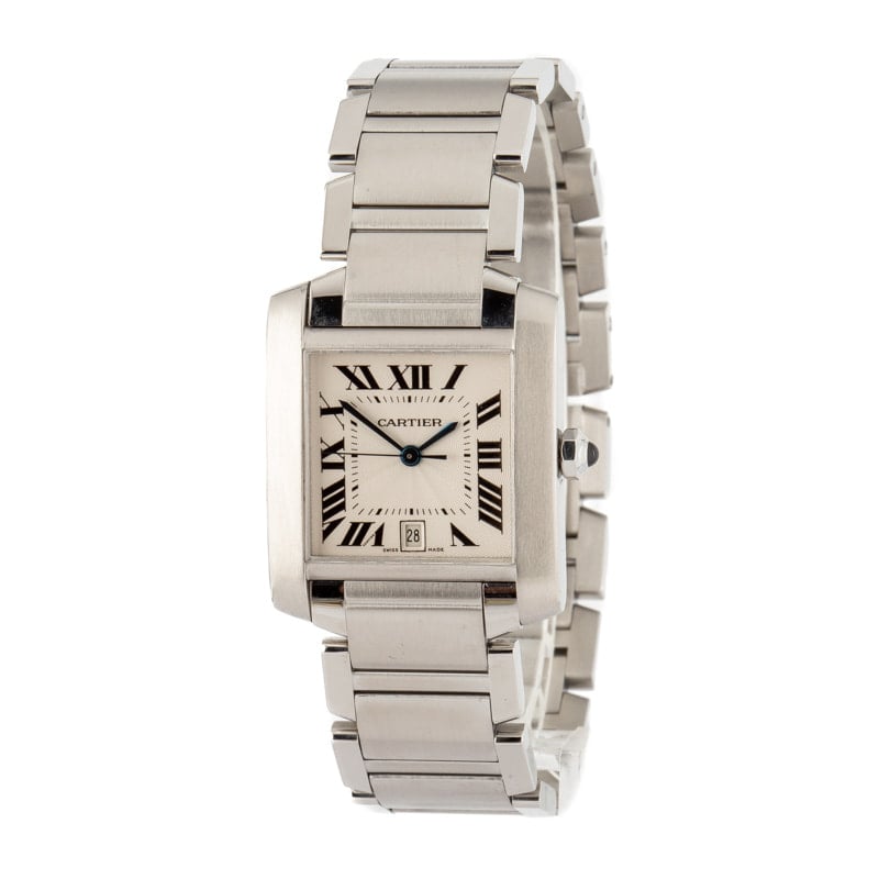 Used Cartier Tank Francaise Ref W51002Q3 Silver Dial