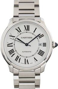 Ronde Must De Cartier Stainless Steel WSRN0035 Silver Roman Dial