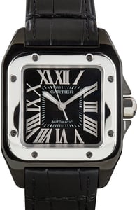 Pre-Owned Cartier Santos 100 Ref W2020008 Black Roman Dial