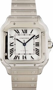 Cartier Santos Silver Roman Dial