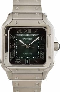 Cartier Santos Graduated Green Roman Dial 39.8MM Stainless Steel, B&P