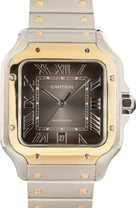 Pre-Owned Santos de Cartier Watch Ref W2SA0030 Anthracite Gray Dial