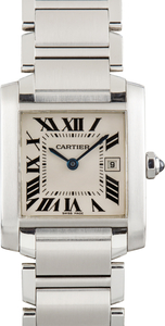 Pre-Owned Stainless Steel Cartier Tank Francaise W51011Q3 Silver Dial