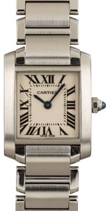 Cartier Tank Silver Dial, Roman Markers 20MM x 25MM Stainless Steel