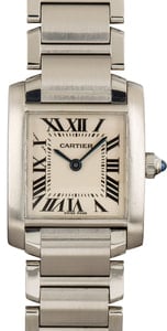 Cartier Tank 20MM x 25MM Stainless Steel Silver Dial, Black Roman Markers