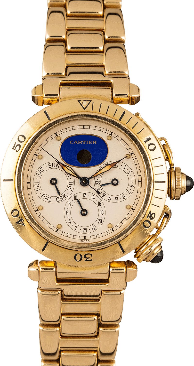 cartier pasha chronograph gents quartz watch