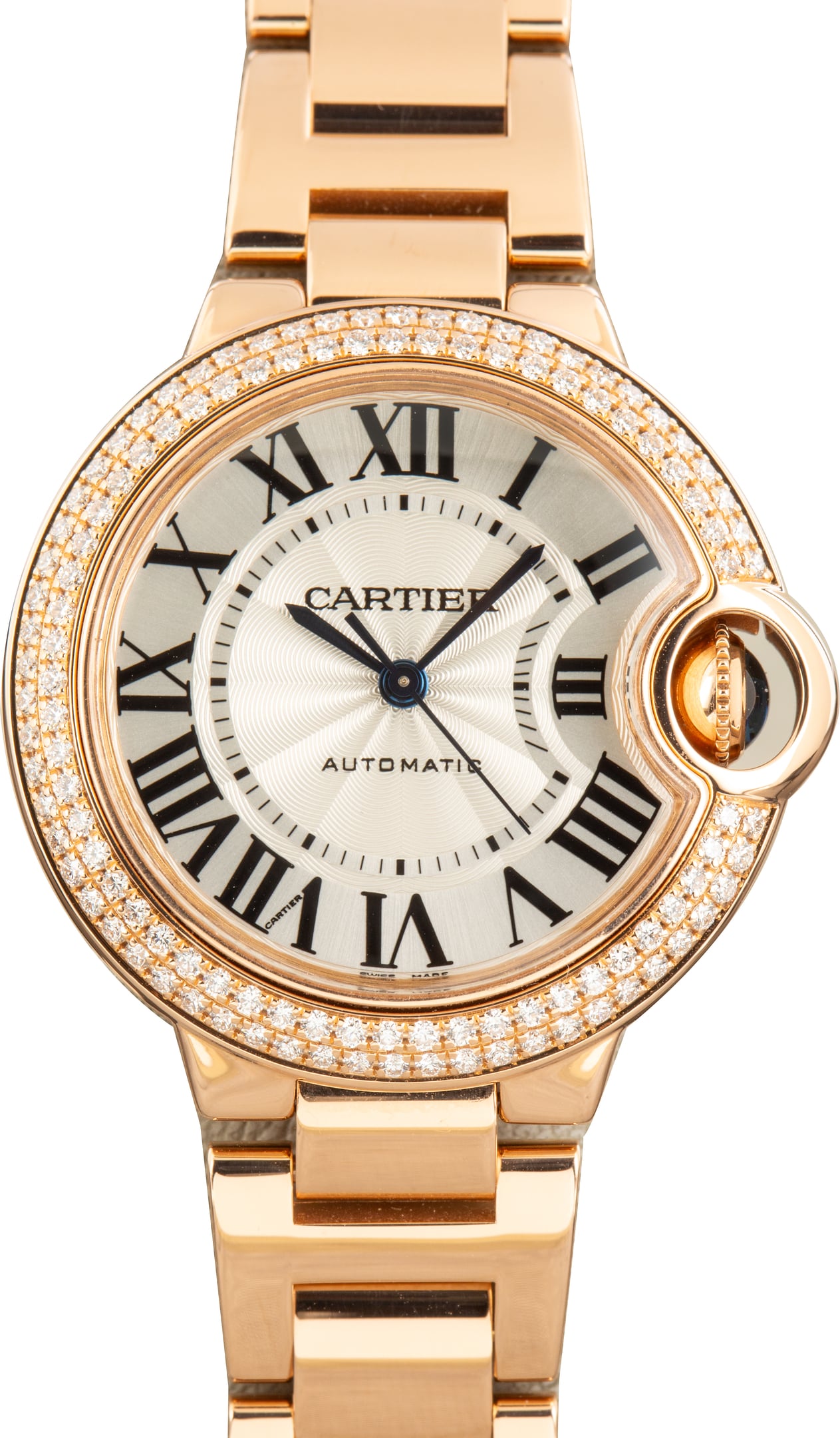 Pre-Owned Ballon Bleu de Cartier Ref WE902064 Rose Gold Diamond Bezel