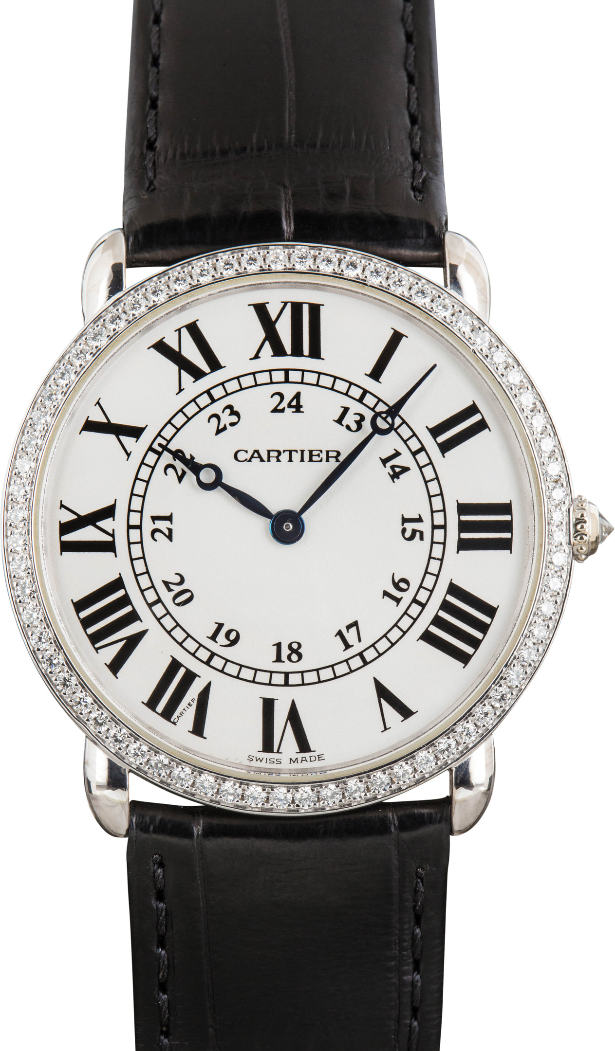 Used Cartier Ronde Louis 36 ref WR000551 Diamond Bezel