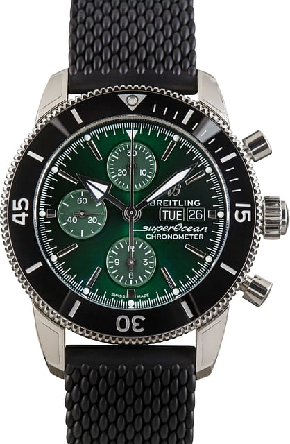 Breitling Green Superocean Heritage Chronograph 44 Steel on Rubber
