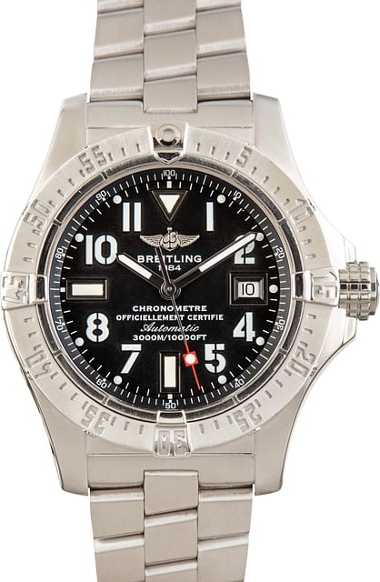 Pre-owned Breitling Avenger Seawolf Black Dial