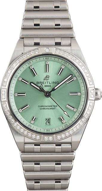Pre-owned Breitling Chronomat Automatic 36 Green Diamond Dial
