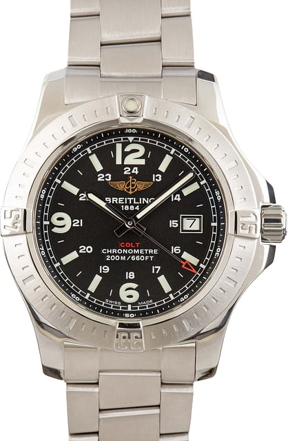 Pre-owned Breitling Colt Stainless Steel Black Dial