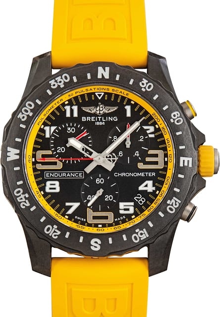 Used Breitling Endurance Pro 44 Breitlight Black Dial Yellow Strap