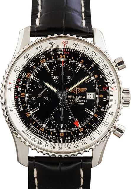 Pre-owned Black Dial Breitling Navitimer 1 Chronograph GMT 46 1