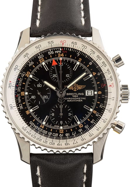 Pre-owned Men's Breitling Navitimer Chronograph GMT 46 Black Dial