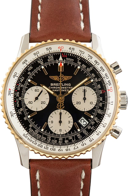 Pre-Owned Black Dial Breitling Navitimer Steel & Gold
